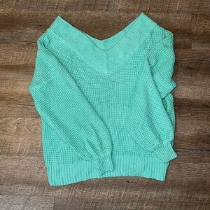 ZENANA  off shoulder waffle knit sweater